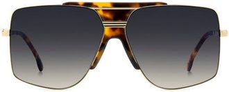 Victoria Beckham 62mm Square Aviator Sunglasses in Havana Gold/Dk Blue Sf at Nordstrom