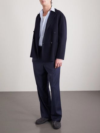 Officine G&eacute;n&eacute;rale Nilson Wide-Leg Virgin Wool Drawstring Suit Trousers