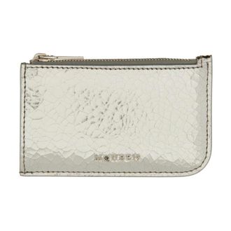 Alexander McQueen Tarjetero de Cuero Metalizado Agrietado - Accessories - Mujer - Gris - ONE SIZE