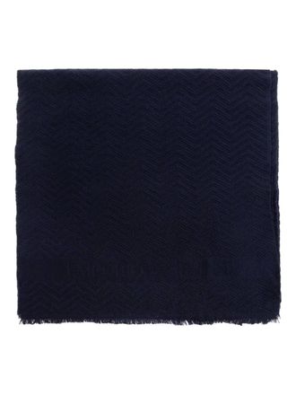 Emporio Armani herringbone-pattern wool scarf - Blue
