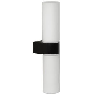 Lucide Aplique de ba&ntilde;o 2 luces en vidrio negro y blanco 29cm