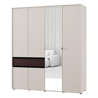 Dmora Guardarropa Grande Pai, Armario Para Dormitorio Con Caj&oacute;n, 5 Estantes, Barra Para Ropa, 183x211h Cm Blanco Crema
