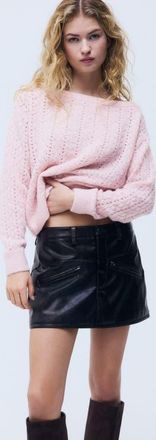H&M Pointelle-knit Off-the-shoulder Jumper in Light Pink at Nordstrom, Size X-Small