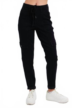Judy Blue High Waist Cargo Cuffed Jogger In Black