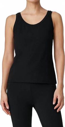 Eileen Fisher Pima Cotton Stretch Jersey Scoop Neck Tank In Black