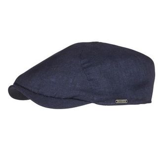 Wigens Mens Hopsack Linen Slim Newsboy Cap in Navy at Nordstrom, Size 61