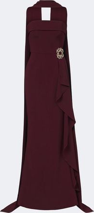 Elie Saab Scarf-detail embellished draped cady gown