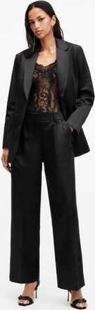 AllSaints Cotton/Viscose Sae Wide Leg Relaxed Fit Trousers, Size: UK 10/US 6