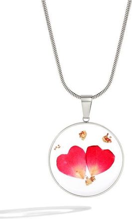 Mint & Lily Pressed Birth Flower Necklace in Silver /April Daisy at Nordstrom