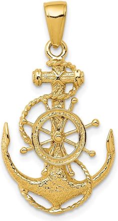 Diamond2Deal 10k Yellow Gold Medium Anchor Wheel Pendant