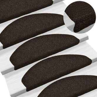 vidaXL Vidaxl - Stair Mats Self-adhesive 15 pcs 65x21x4 cm Dark Brown Half Round Large