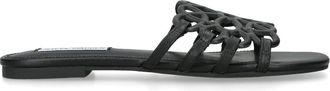 Steve Madden Womens Leather Lotus Black Sandals - Size UK 4