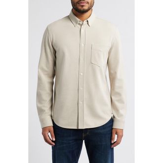 Rails Vincent Birds Eye Knit Button-Down Shirt in Cashew at Nordstrom, Size Medium