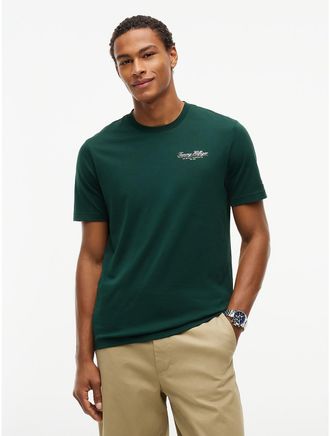 Tommy Hilfiger Mens Script Logo T-Shirt - Nocturnal Green - XXL