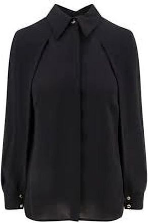 Elisabetta Franchi Overhemden, Dames, Zwart, L, Zwarte Georgette Cape Mouw Shirt