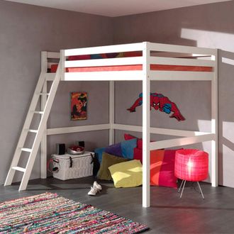 M&S Collection Cama Alta 140x200 Con Somier Vipack Pino - Blanco
