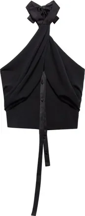 Aniye By Tops, Dames, Zwart, M, Zwarte Haltertop met Strikdetail