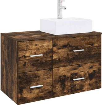 vidaXL Juego De Muebles De Ba&ntilde;o 2 Uds. Roble Ahumado Vidaxl