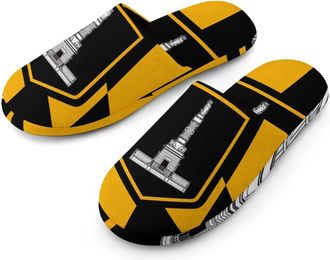 Generic Baltimore City Flag Mens Cozy House Slippers Winter Warm Shoes with Anti-Slip Sole for Travel Indoor Outdoor