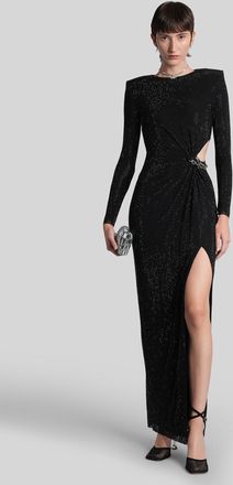 Self Portrait Long Dress In Black Polyester