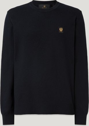 Belstaff Coast Knitted Jumper Mens Cotton Silk Pique Dark Ink Size 2XL