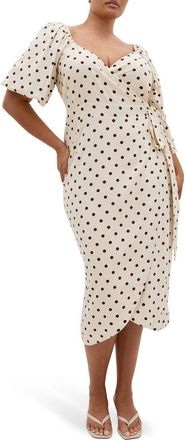 City Chic Claudine Print Wrap Midi Dress in Sweet Spot at Nordstrom, Size 16W