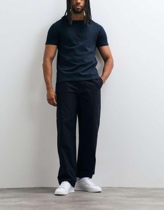 Arket Pantaloni eleganti blu navy in puro cotone