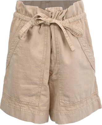 Isabel Marant Etoile Ipolyte Denim Shorts in Beige Cotton
