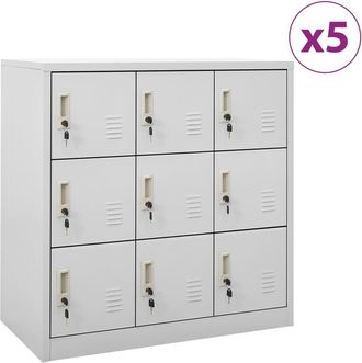 vidaXL Vidaxl - Armarios Taquilla 5 Uds De Acero Gris Claro 90x45x92,5 Cm