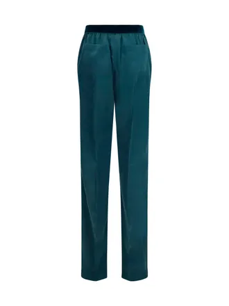 Tom Ford Womens Stretch Silk Satin Pants Teal Silk; Elastane Trousers