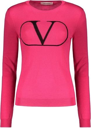 Valentino WomenS Pink Wool Crewneck Sweater, Size 40