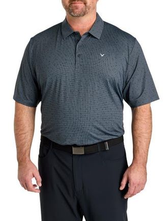 Callaway Big & Tall Chevron Gingham-Printed Performance Polo Shirt in Caviar at Nordstrom, Size Xx-Large