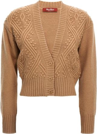 Max Mara Bruine Cardigan Lella in Kamelenhaar - Dames - Vesten - Bruin - L - Wol - Truien & Vesten