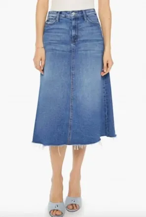 Mother Circle Midi Fray Skirt In Dream Team
