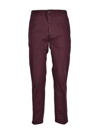 Department Five Slim Fit Burgundy Trousers with Tailored Silhouette