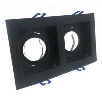 Trade Shop Portafaretto Incasso Orientabile Doppio Per Due Faretti Per Controsoffitta P24 - Nero - Trade Shop Traesio