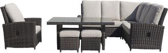 Courtyard Casual Cheshire 7 Pc Chow Dining Recline Sectional Set