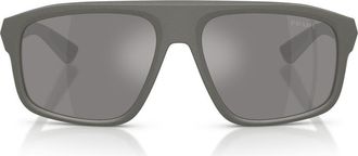 Prada 59mm Shield Sunglasses in Metal Grey /Grey Silver at Nordstrom