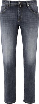 Jacob Cohen Scott Slim Five-Pocket Broek - Heren - Slim Fit Jeans - Zwart - W35 - Leer - Jeans