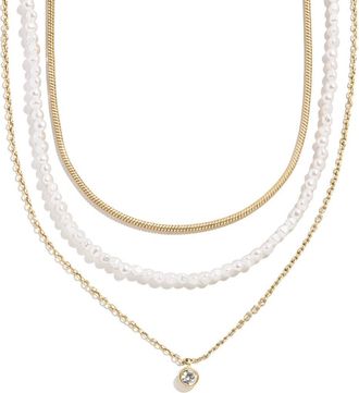 BaubleBar Rue Set of 3 Waterproof Necklaces in Gold at Nordstrom