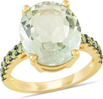 Mimi & Max 8ct TGW Green Quartz Peridot Cocktail Ring in Yellow Sterling Silver with Black Rhodium