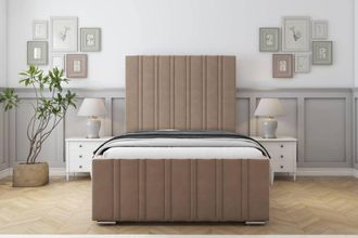 Sloomy Radcliffe Plush Frame-Mattress - 50 Upholstered Headboard in Taupe | Size: King