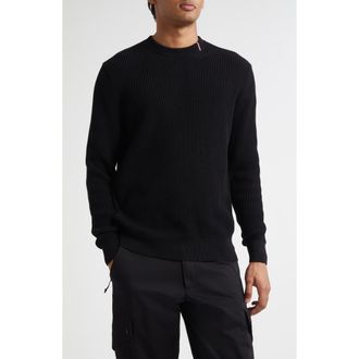 Moncler Waffle Stitch Crewneck Sweater in Black at Nordstrom, Size X-Large