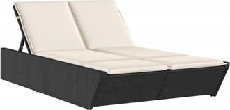 vidaXL Vidaxl - Tumbona Doble Con Cojines Rat&aacute;n Sint&eacute;tico Negro