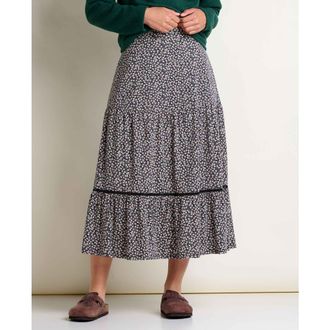 Toad & Co Marigold Tiered Midi Skirt in Salt Ditsy Print at Nordstrom, Size X-Large