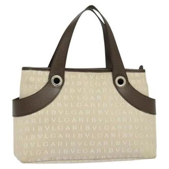 Bulgari Tweedehands Canvas handtassen - Dames - Pre-owned - Beige - Maat: ONE Size Leer
