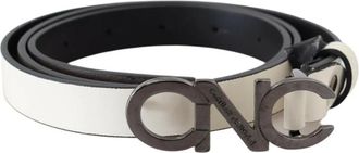 Costume National Italiaans Leren Metallic Grijs Mode Riem - Dames - Riemen - Wit - ONE Size - Leer - Accessoires