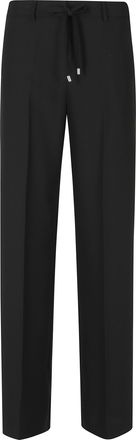Ermanno Scervino Black Waist Ties Belt Loops Straight-Leg Pants