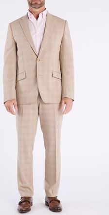 The Savile Row Company Hoxton Tan Plaid Stretch Suit at Nordstrom Rack, Size 42Regular