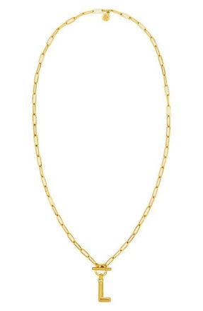 Petit Moments Paper Clip Initial Toggle Necklace in Gold-L at Nordstrom